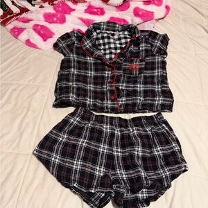 Plaid  Pyjama Set - Black and Red